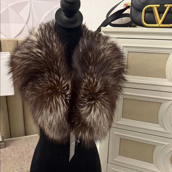 Dolce & Gabbana Black Silver Fox Fur Scarf